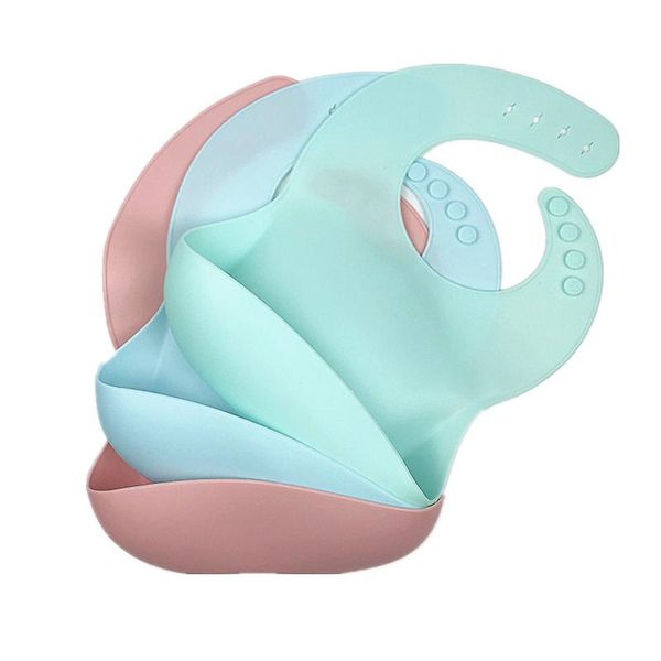 

baby bibs waterproof silicone solid color infant feeding saliva towel for toddler adjustable children apron with pocket & burp cloths