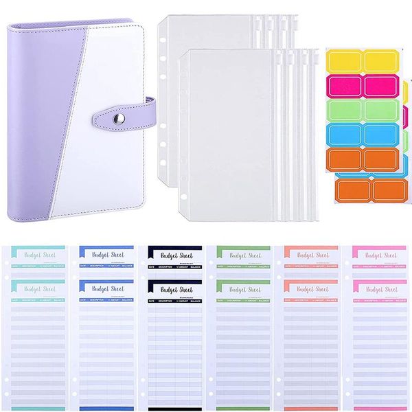

gift wrap a6 pu binder with budget sheets pockets cash envelopes,for saving envelopes organizer label stickers