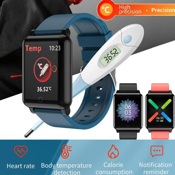 

smart wristbands f54 fitness tracker band body temperature bracelet heart rate monitor smartwatch remote control sport 2021 men women watch