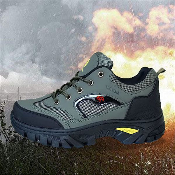 

2021 special men safety steel toe work sports shoes side of sliding f15 plane red gray black training boot 36~45