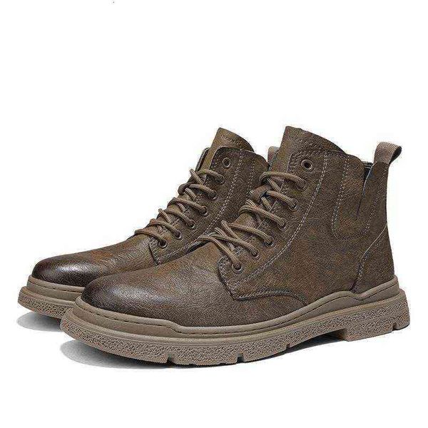 

boots men's psh autumn and winter cotton sho men's real super fiber leather work boots medium high warm casual