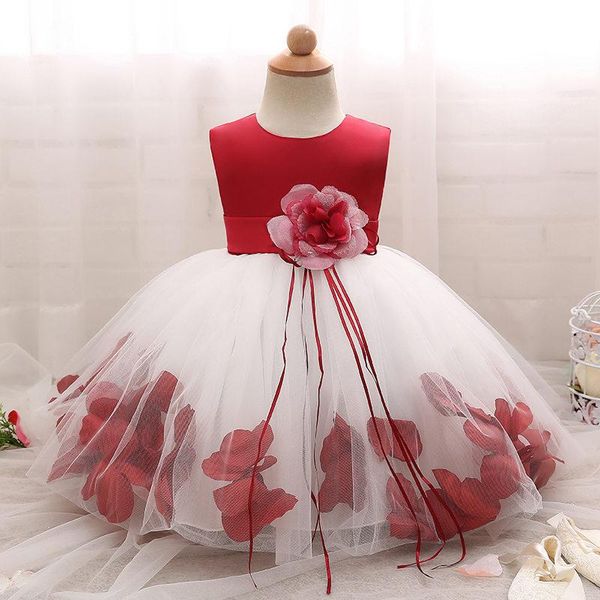 

girl's dresses little baby girl princess for party kids lace tutu vestido born girls bapstim ceremony formal costume 1 2 yrs, Red;yellow