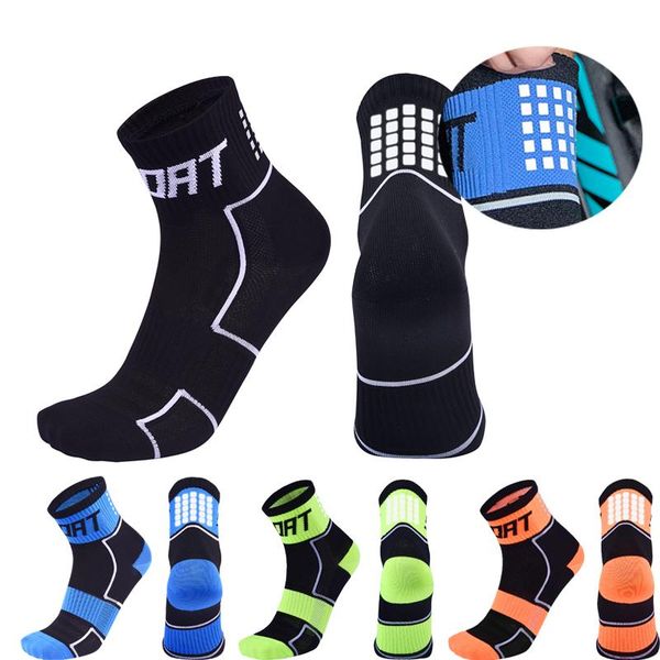 

sports socks women reflective running night cycling men breathable non-slip sport sock for outdoor basketball football bicycle, Black