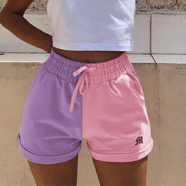 

rapwriter drawstring letter striped women streetwear bodycon high waist summer skinny black shorts feminino 210304, White;black