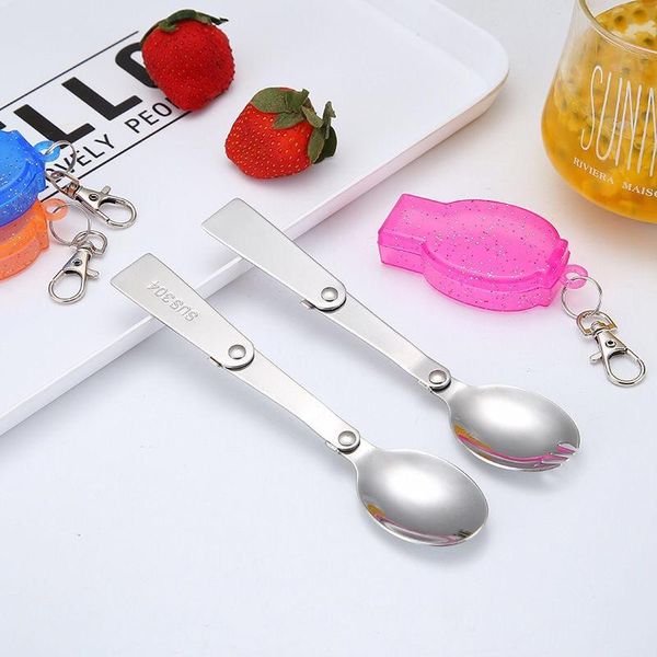 

forks creative 304 stainless steel household folding spoon outdoor travel portable fork tableware folded