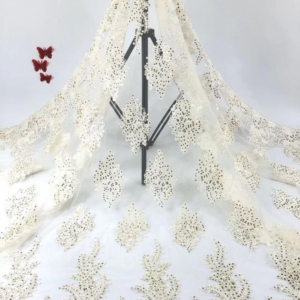 

ribbon african lace fabrics 6 colors 2021 embroidery sequins french nigerian tulle fabric for wedding party dress, Pink;blue