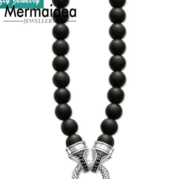 

pendant necklaces obsidian beads diy carrier trendy style punk rebel choker men women brand fashion jewelry gift jewellery, Silver