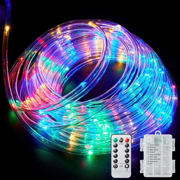

strings 10/20/30m christmas led tube strip light with remote outdoor diy copper wire rope fairy string for party decoration
