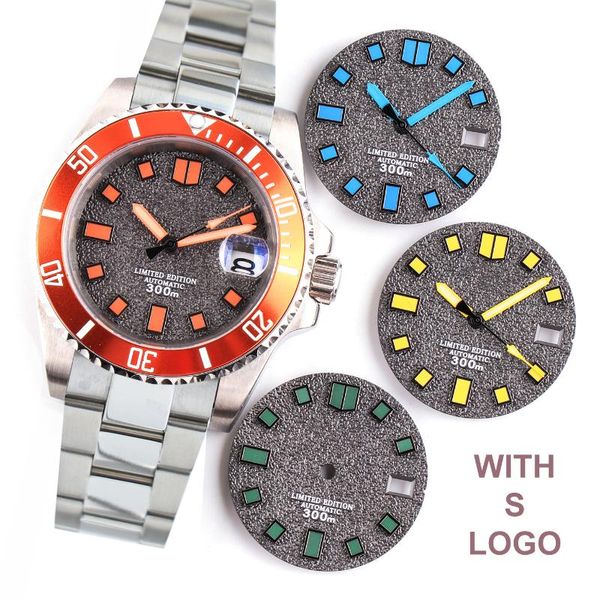 

wristwatches watch mens machinical automatic nh35 japanese luminous hands sapphire glass stainless steel case custom mod colorful snowflake, Slivery;brown