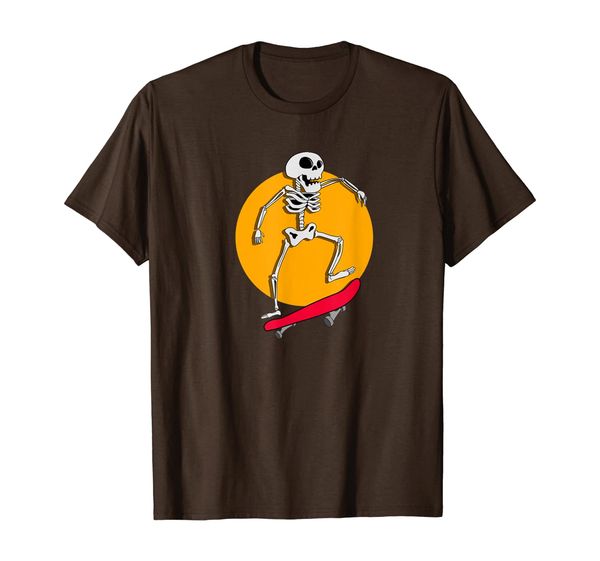 

Skateboarding Skater Skate Board Skeleton T-Shirt, White;black