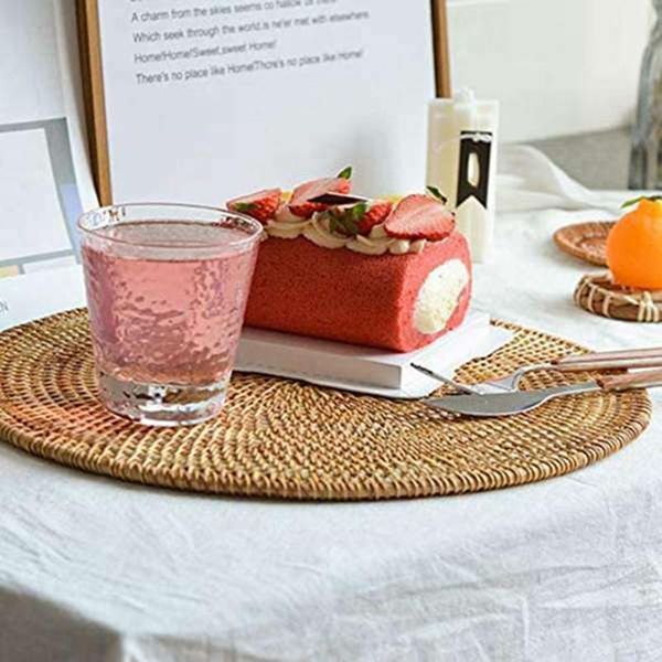 

mats & pads handwoven rattan placemats round wicker table natural woven for dinner heat resistant