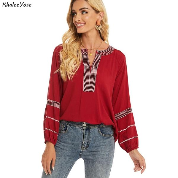 

women's blouses & shirts khalee yose floral embroidery blouse shirt cotton summer mexican women long sleeve plus size 2xl 3xl ethnic la, White