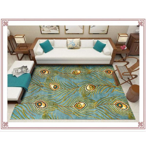 

200x300cm fashion modern multicolor peacock feather bedroom living room door mat non-slip bedside carpet floor customization carpets
