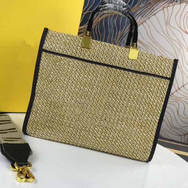 

women bag shopping bags large capacity handbag lafite woven interior leather pocket signature twist lock embroidered wide shoulder strap hig