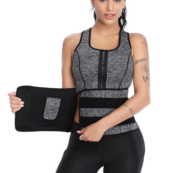 

women's waist trainer corsets vest weight loss neoprene sauna sweat tank workout body shaper with trimmer belt shapers, Black;white