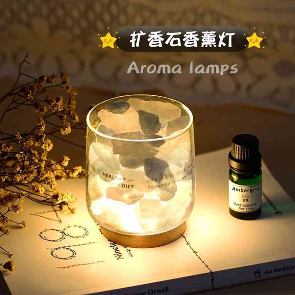 

flameless aromatherapy mineral crystal night light boys' bedroom sleeping desk lamp girls' gift