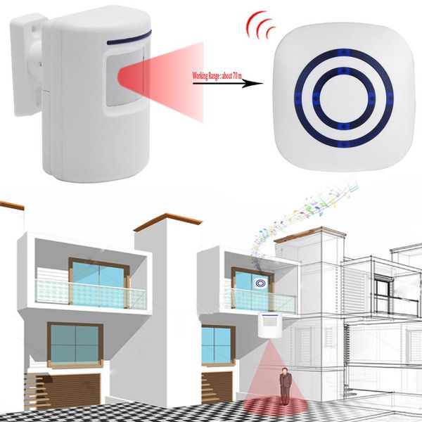 

wireless infrared motion sensor door security bell alarm chime eu/us plug systems