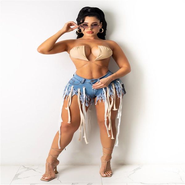 

women's shorts 2021 denim women summer with drawstring tassel design y2k ladies fitness jeans big size, White;black
