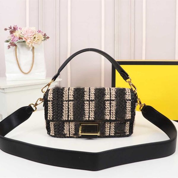 

designer multicolor shoulder bag exclusive heavy industry lafite weave fashion versatile urban handbag