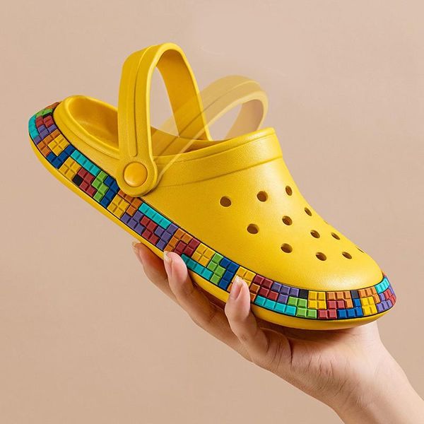

summer slippers women men beach slide sandals 3d cute clog flip flops home outdoor boy girls bathroom shower shoes, Black