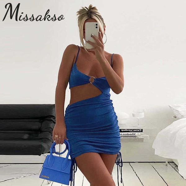 

missakso ruched drawstring cut out dress holiday summer women black pink bodycon backless spaghetti strap mini dresses 210625, Black;gray