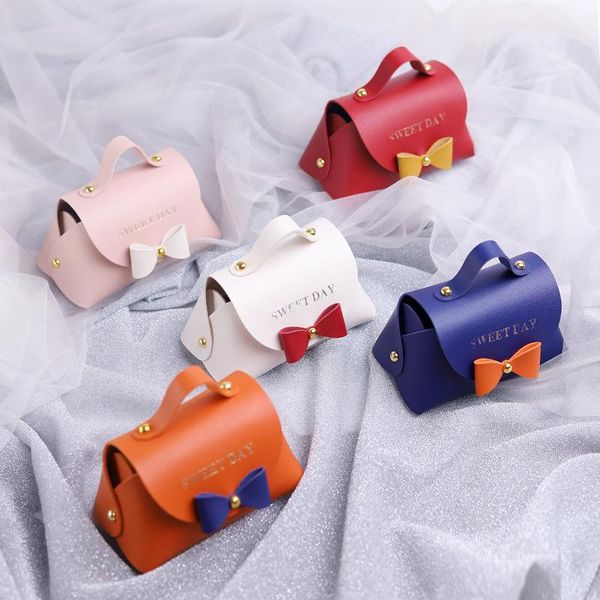 

bow leather wedding candy box handbag bridesmaid hand gift bag wrap