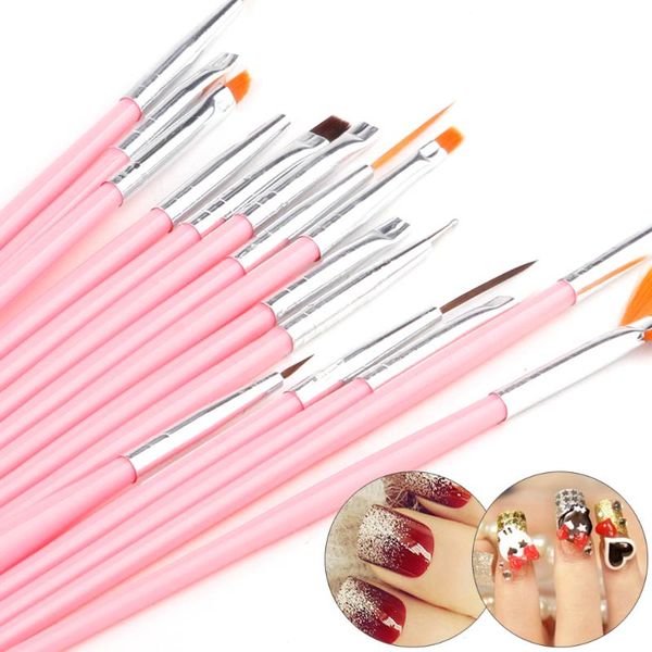 

nail brushes 15pcs brush set plastic handle design gel polish painting drawing nails art pen acrylic decoration tools, Yellow