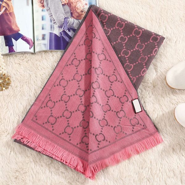 

scarf classic double g wool women's grey pink shawl men's double-sided letter jacquard cashmere for warmth in autumn and winter, Blue;gray