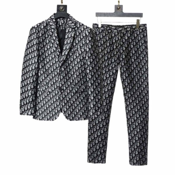 

suit sportswear mix tracksuits and match style 2021 designer autumn luxury men's suit jacket slim plaid, Gray