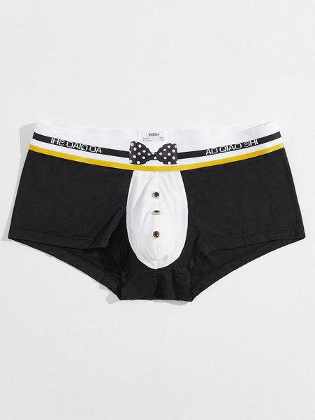 

men letter graphic bow front brief j7po#, Black;brown
