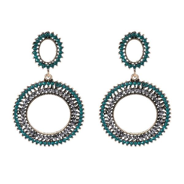 

stud exaggerated hoop-shaped crystal beads big earrings for women girls cute fashion wedding jewelry, Golden;silver