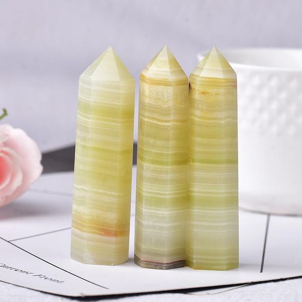 

decorative objects & figurines 1pc natural crystal point light yellow afghan jade healing quartz tower wand ornament for home decor reiki en
