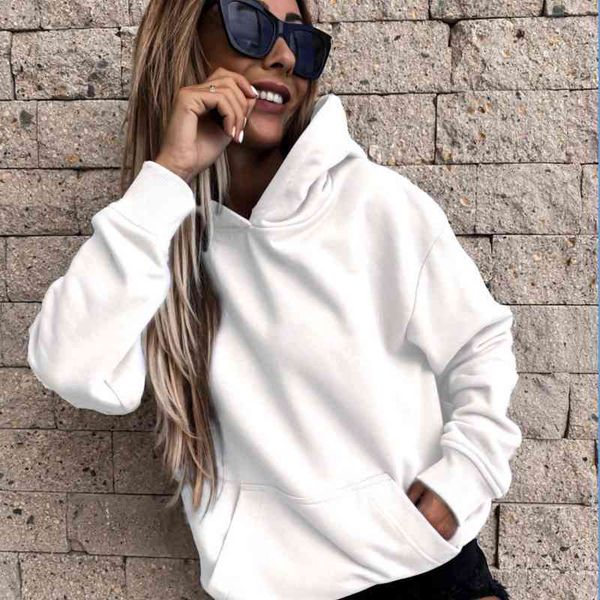 

women's 2021 autumn and winter women's new long sleeve solid color pullover, Black