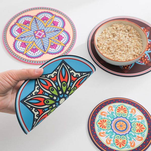 

mats & pads boho style drinks coasters table cup mat coffee placemat pvc kitchen dining bar decorations