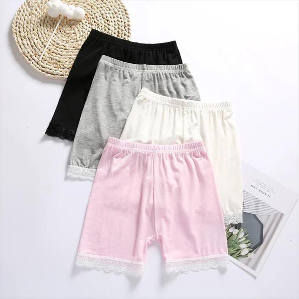 

4pcs lot summer shorts girls clothes baby 3 to 11y kids pants girl solid boxer lace underwear children safety beach, Black