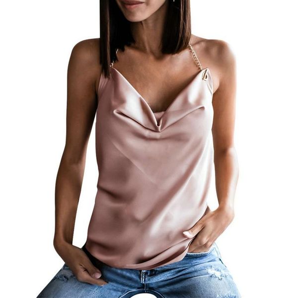 

women's tanks & camis temperament backless halter sleeveless slim sling shirt solid sequied suspenders, White