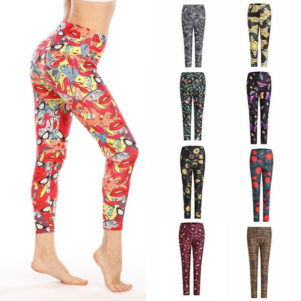 

summer styles legging elastic high waist fashion women print fitness push up pants drop yoga outfit