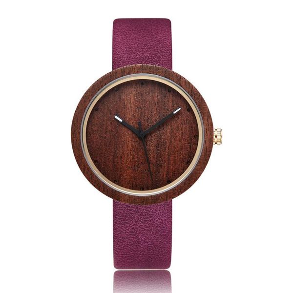 

wristwatches gifts coffee/purple leather watchband natural bamboo wood watches men women genuine wooden clock for male reloj de madera, Slivery;brown