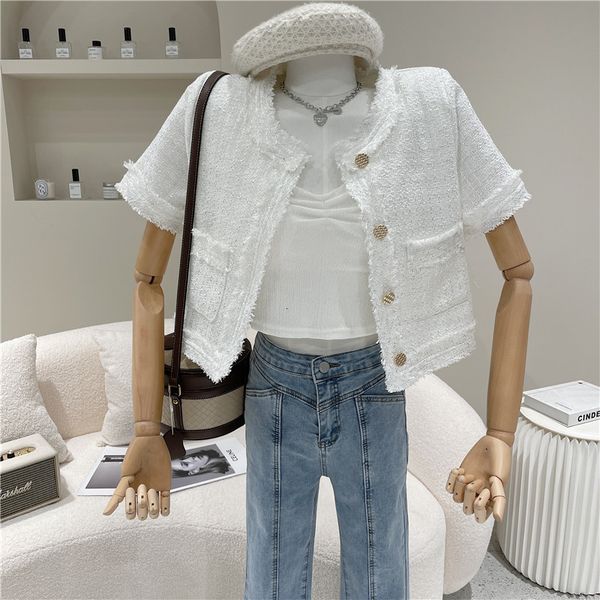 

spring female summer 2021 niche fashion design short suit celebrity coat, Tan;black