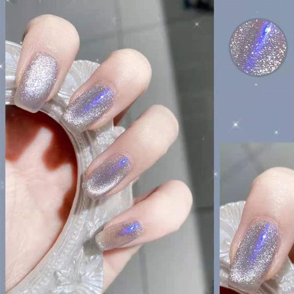 

nail gel sealing layer wide cat's eye glue2021 special magnet ice cube spar transparent aurora white polish, Red;pink