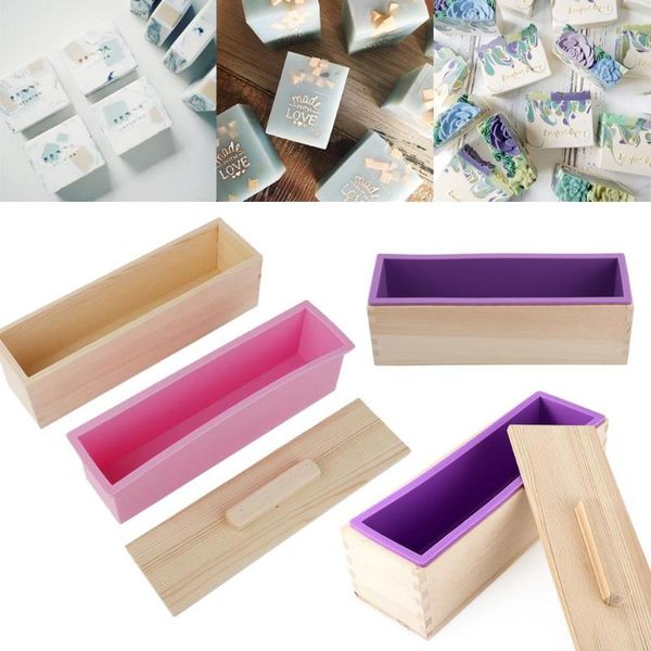 

craft tools wood loaf soap mould with silicone mold cake making wooden box