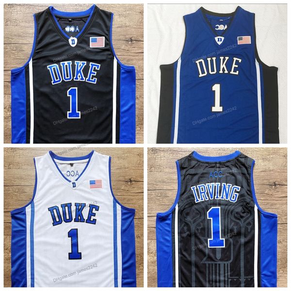 

ship from us kyrie irving #1 college basketball jersey all stitched white black quality