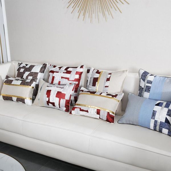 

cushion/decorative pillow geometric light luxury square pillowcase patchwork throw lumbar covers for couch living room car decoration 45x45c