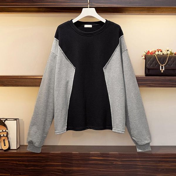 

loose black grey combination sweatershirt women's hoodies & sweatshirts