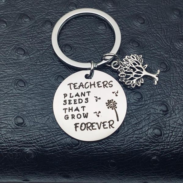 

party favor school teacher gift "teachers plant seeds that grow" stainless steel appreciation keychain back to graduation