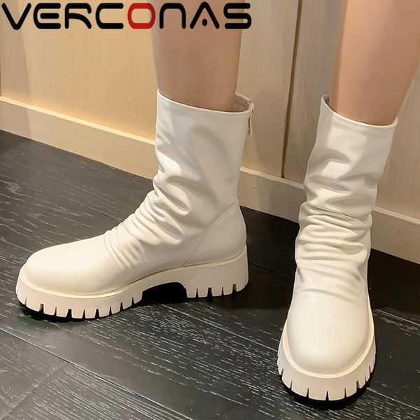 

boots verconas rome punk woman ankle autumn winter warm working basic party office lady shoes classic brand, Black