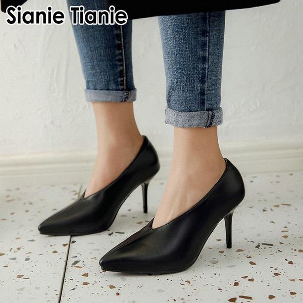 

dress shoes sianie tianie plain red black v cut design woman thin high heels women party wedding pumps ladies large size 45 46