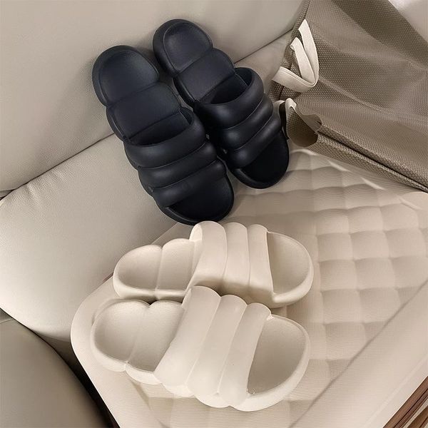 

slippers 2021 mute women thick platform summer beach eva soft sole slide sandals leisure ladies indoor bathroom anti-slip shoes, Black