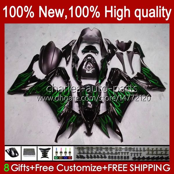 

motorcycle bodys for kawasaki ninja zx1000c zx-10r zx 10r 10 r 1000 cc green flames 08-10 bodywork 56no.34 zx10 1000cc zx10r 08 09 10 zx1000
