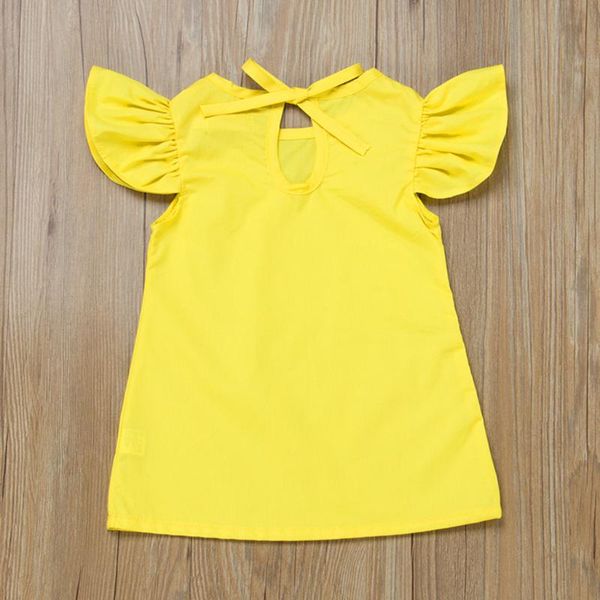 

girl's dresses summer infant baby girls sleeve solid bow dress clothes sundress princess girl outfit robe vestido#45, Red;yellow